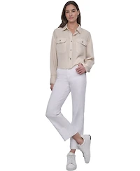 Dkny Jeans Women's Cropped Flap-Pocket Shirt