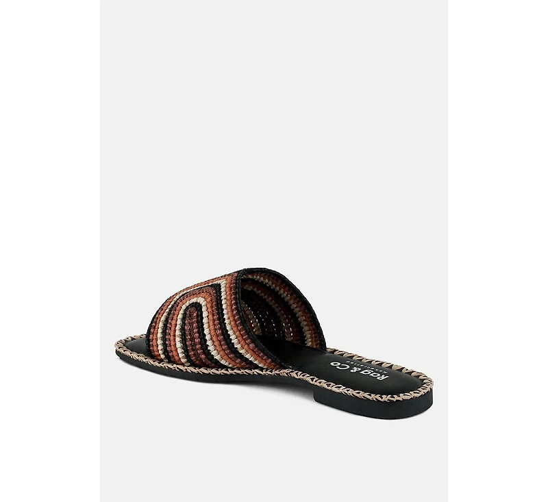 Kente Patterned Raffia Slip-On Flats