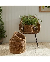 Seagrass Round Baskets With Cuffs Set of 3