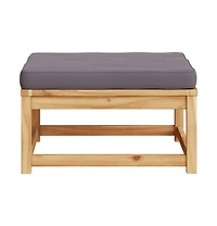 Patio Footstool with Cushions Solid Wood Acacia