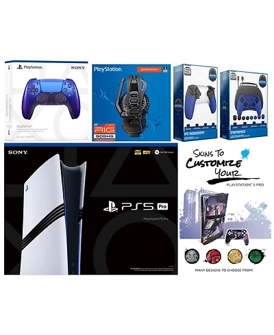 Sony Playstation 5 Pro Bundle with Extra Controller, Plantronics Headset, Gamer Kit, Trigger Kit and MightySkins Decal Voucher