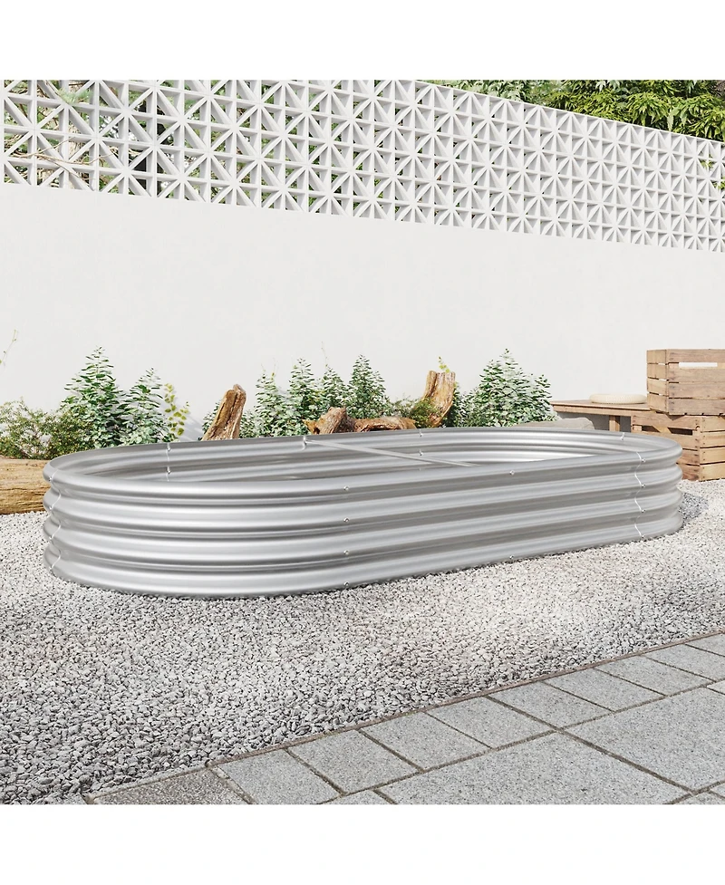 Raised Garden Bed Outdoor, Oval Large Metal Raised Planter Bed for for Plants, Vegetables, and Flowers