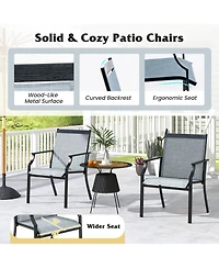 4 Piece Patio Dining Chairs Large Outdoor Chairs with Breathable Seat and Metal Frame