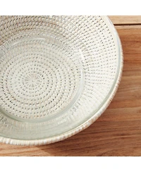 10.75" Burma Rattan Whitewash Round Fruit Bread Wicker Natural Woven Serving Bowl