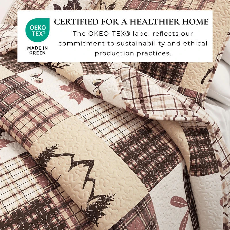 Linery & Co. Rustic Lodge Patchwork Microfiber Quilt Set With Shams