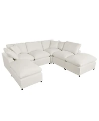 Modern Large U-Shape Sectional Sofa, 2 Large Chaise with Removable Ottomans for Living Room