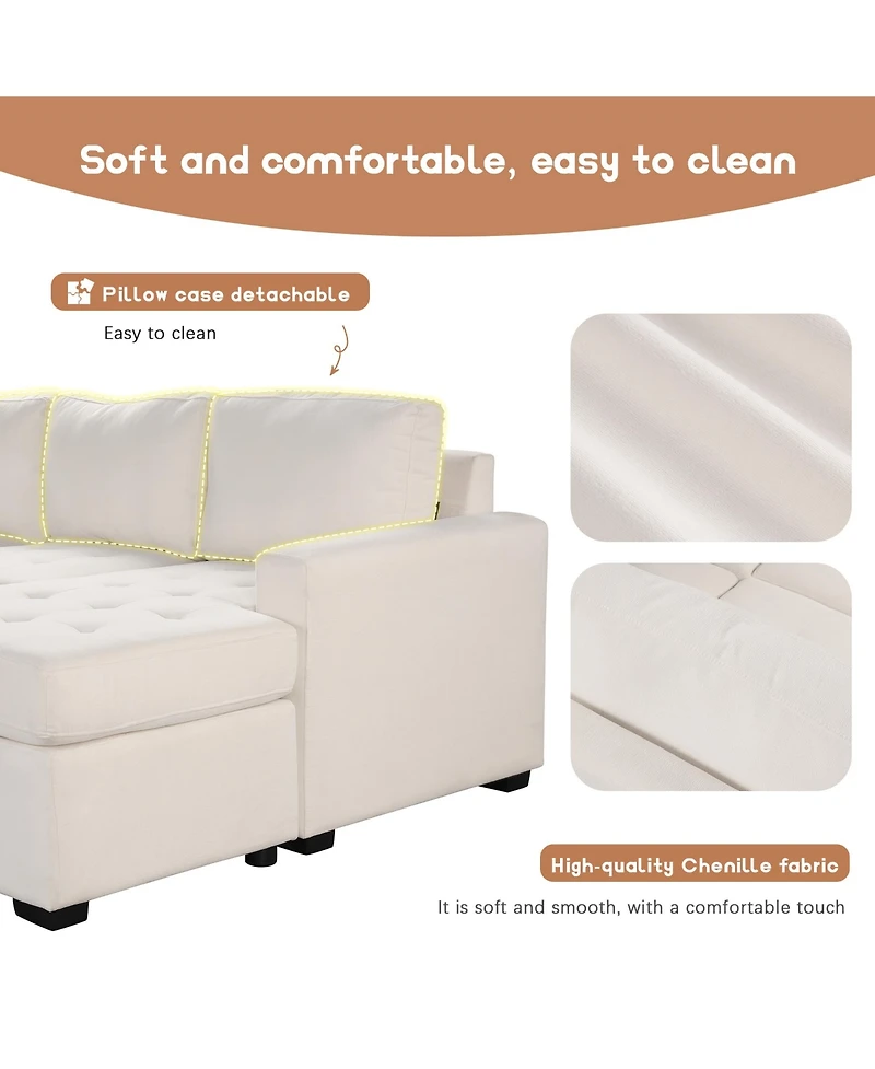 Sectional Sleeper Sofa with Pull-out Bed and Lounge Chair, Usb Type-c Interfaces, Suitable for Living Room, Office, Spacious Spaces