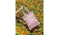 Packed Party Smiley Face Woven Rainbow Tote | Beach Bag | Work Bag