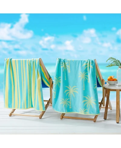 Linery & Co. 100% Cotton Jacquard 2 Pack Summer Beach Towels