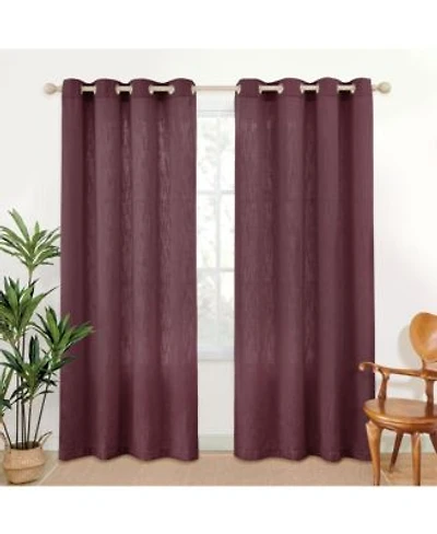 Awesome Home Linen Blend Privacy Light Filtering Texture Grommet Pair 2 Panels