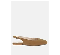 Sozani Genuine Suede Leather Slingback Flats
