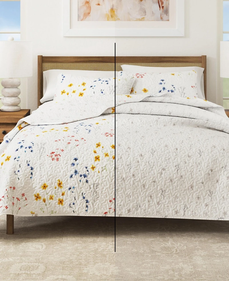 Linery & Co. Colorful Floral Microfiber Quilt Set With Shams