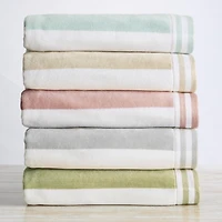Linery & Co. 100% Cotton Velour Cabana Stripe Oversized Beach Towel