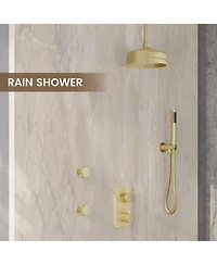 Casainc 8 Inch Ceiling-Mounted Thermostatic Shower System With Body Jets Handheld