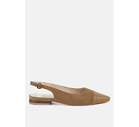 Uwaha Genuine Leather & Real Suede Slingback Flats