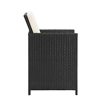 Patio Chairs 2 pcs with Cushions and Pillows Poly Rattan Black