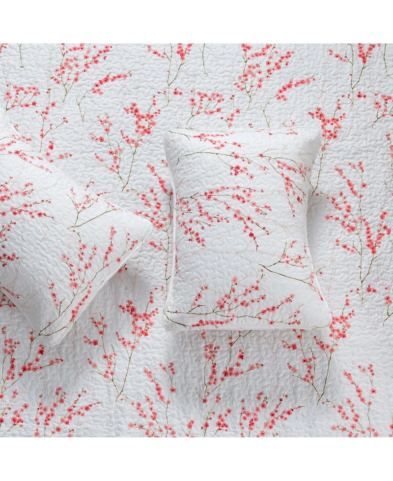 Linery & Co. Cherry Blossom Floral Microfiber Quilt Set With Shams