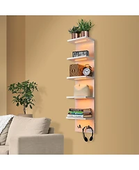 Sorbus 5 Tier Wall Mounted Floating Shelf Unit with Led Lights - Home Decor and Storage Organizer