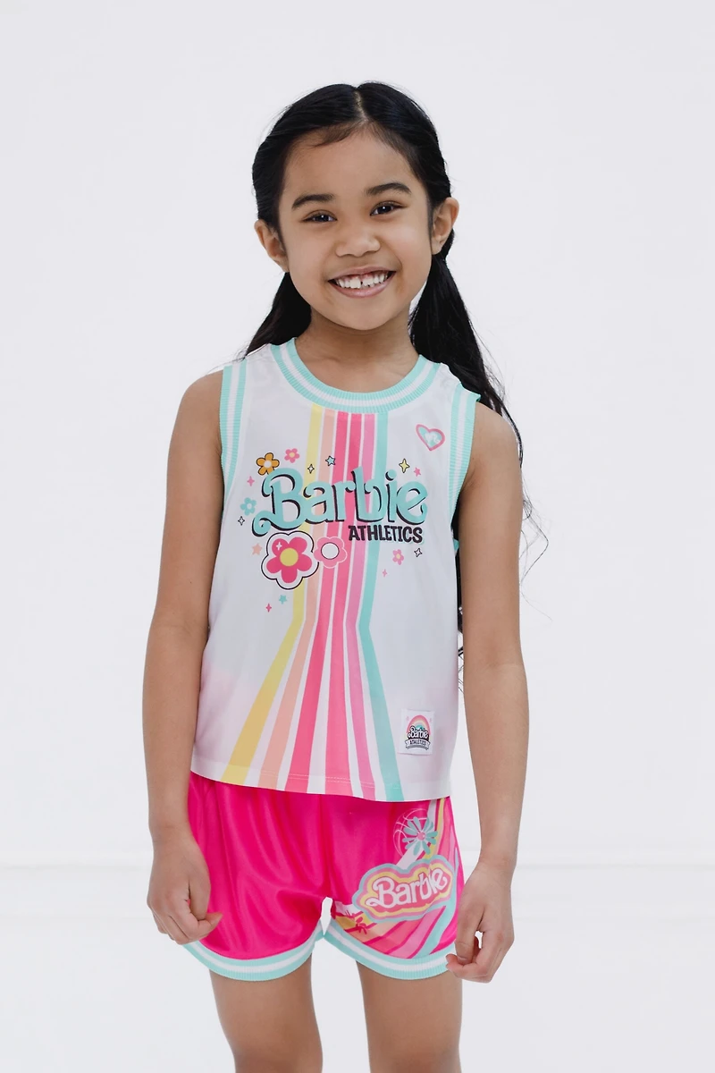 Barbie Toddler Girls Jersey Athletic Tank Top and Shorts Outfit Set