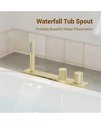 Casainc 2 Handles Deck Mounted Bathroom Tub Faucet Trim with Handshower