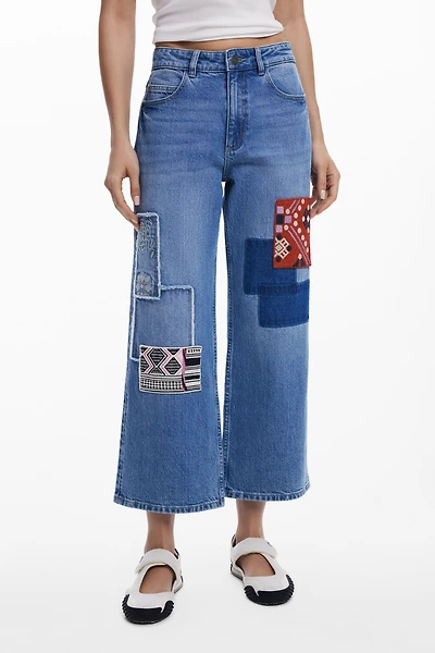 Desigual Women's Straight jeans with patches