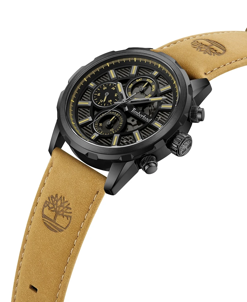 Timberland Men's Dress Sport Tan Genuine Leather Watch, 46mm