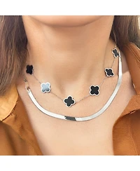 The Lovery Onyx Clover Necklace 14K White Gold