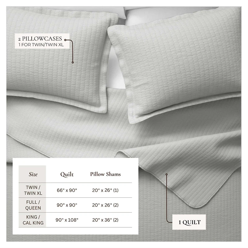 Linery & Co. Detailed Channel Stitch Microfiber Quilt Set With Shams