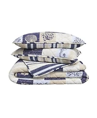 Linery Co. Seashell Patchwork Microfiber 3 Pc Quilt Sham Set