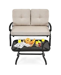 Gymax 2 Piece Outdoor Patio Conversation Sofa Set w/ Cushions & Loveseat & Table Set