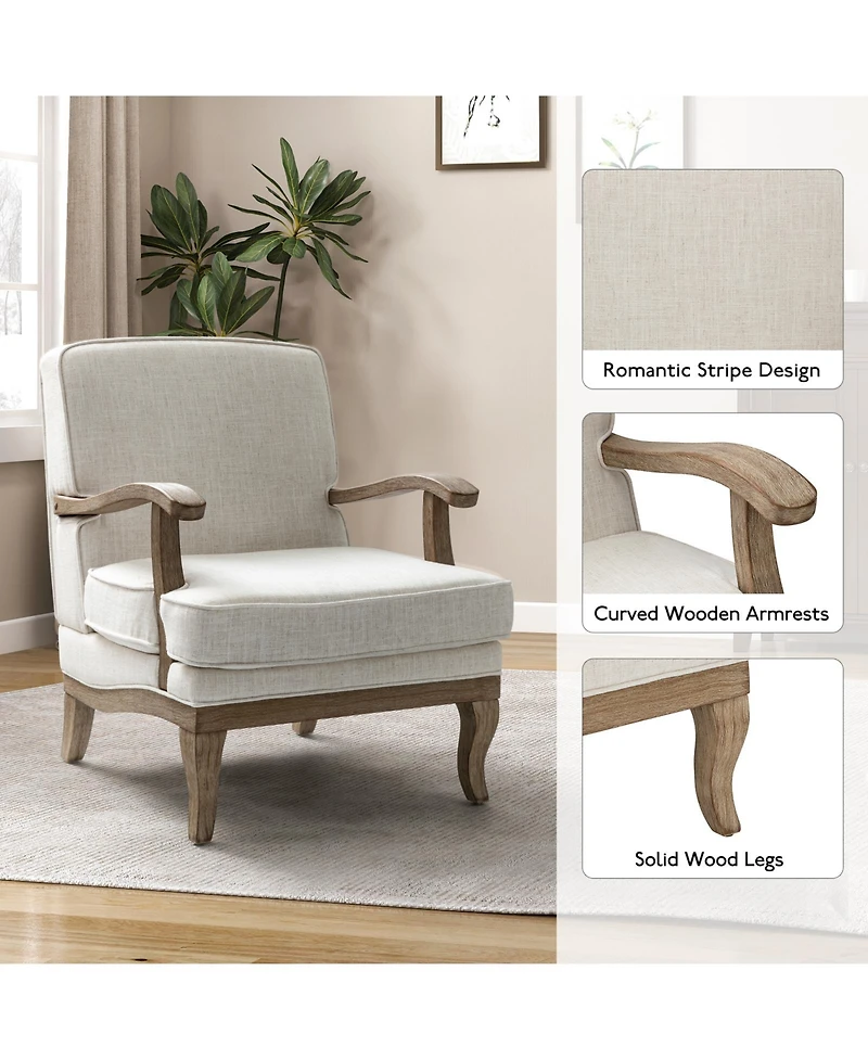Rinaldo Wooden Upholstered Armchair with Legs