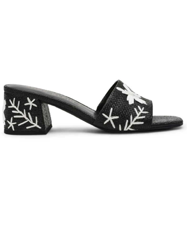 Anne Klein Women's Dolls Embroidered Raffia Block Heel Sandals