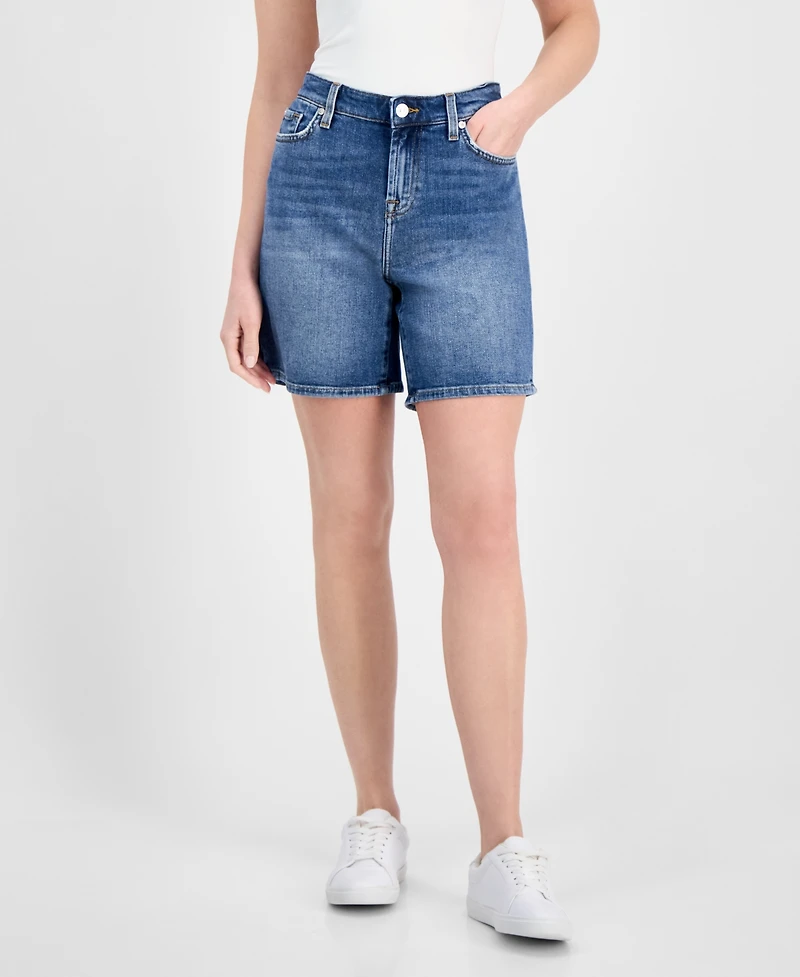 7 For All Mankind Women's Cotton High-Rise Boy Shorts