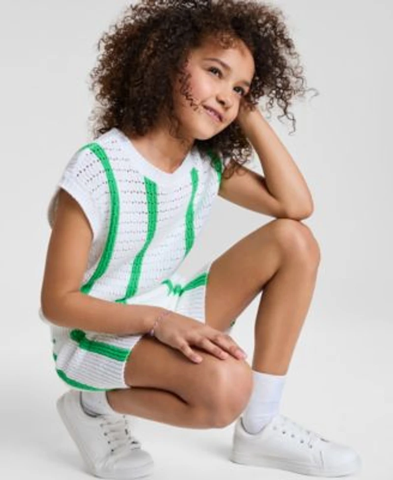 Epic Threads Little Big Girls Striped Crochet Knit Top Shorts Exclusively At Macys