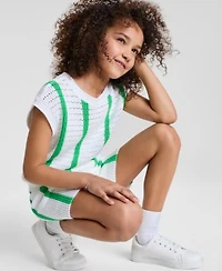 Epic Threads Little Big Girls Striped Crochet Knit Top Shorts Exclusively At Macys
