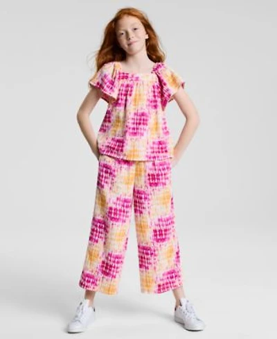 Epic Threads Little Big Girls Coast Dye Flutter Top Wide Leg Cropped Pants Exclusively At Macys