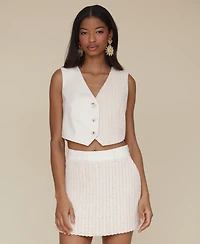 Avec Les Filles Women's Tailored Mixed-Media Vest