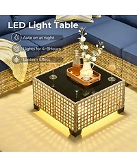 Xizzi Outdoor Patio Furniture Set,6 Pieces Rattan Sectional Set,Outside Coversation Set with Extra Deep Sofa Couch and Solar C