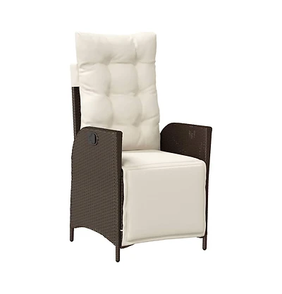 Reclining Patio Chair with Footrest Brown Poly Rattan