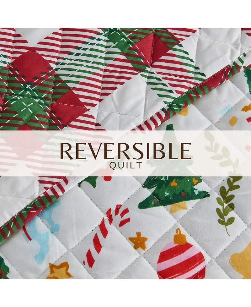 Linery & Co. Festive Holiday Reversible Microfiber Quilt Set with Shams