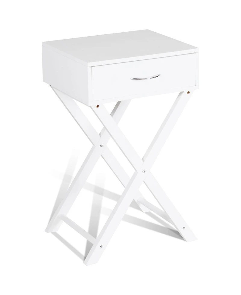 Design Sofa Side Table with X-Shape Drawer for Living Room Bedroom