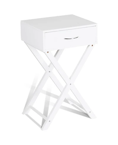 Design Sofa Side Table with X-Shape Drawer for Living Room Bedroom