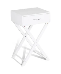 Design Sofa Side Table with X-Shape Drawer for Living Room Bedroom