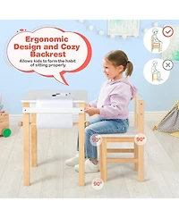 Kids Art Table and Chair Set with Drawer Paper Roll and 2 Markers