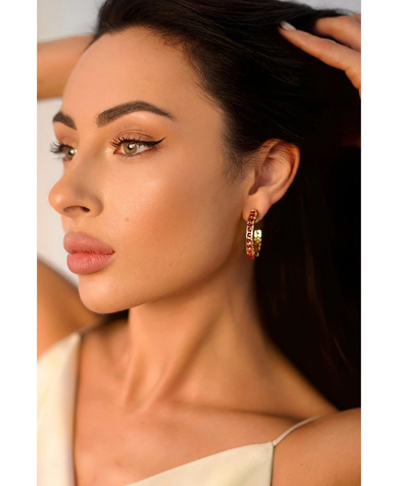 Serena Molten Gemstone Hoop Earrings