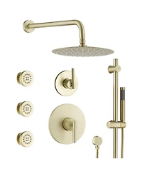 Casainc Pressure-balanced Valve Included All-In-One Kit With Rough In-Valve Thermostatic Shower System Body Jets