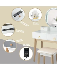 Makeup Dressing Table with 4 Drawers and Lighted Mirror