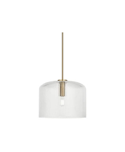 Possini Euro Lallie 18" Wide Warm Brass Ribbed Glass Pendant Light - Possini Euro Design