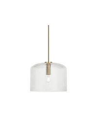 Possini Euro Lallie 18" Wide Warm Brass Ribbed Glass Pendant Light - Possini Euro Design