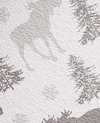Linery & Co. Moose & Evergreens Microfiber Quilt Set With Shams - Moose